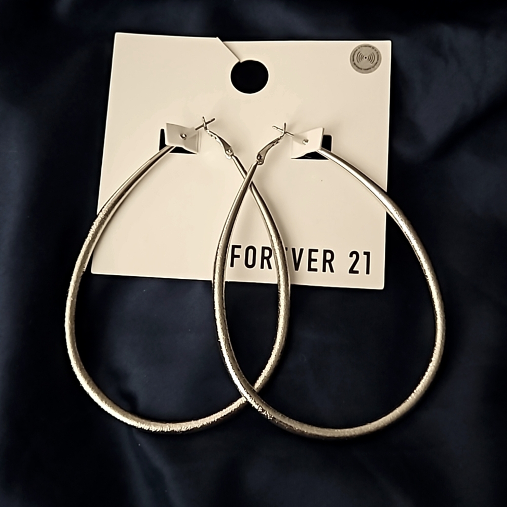 Forever 21 XL Teardrop hoop earrings